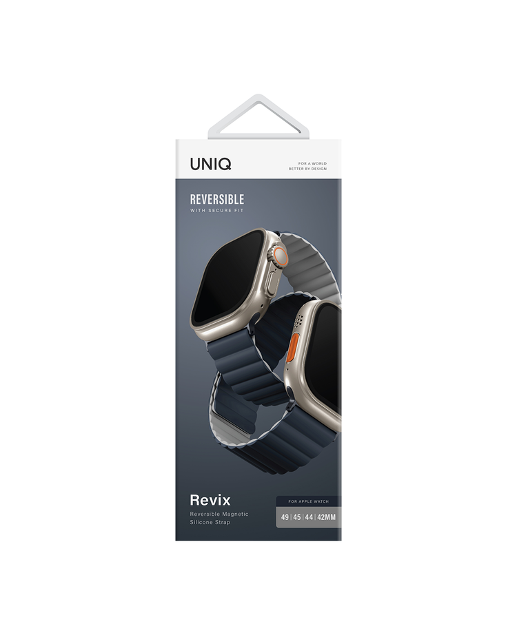 Uniq | Revix reversible storm blue and chalk grey watch band - Apple Series | REVSBLUCGRY