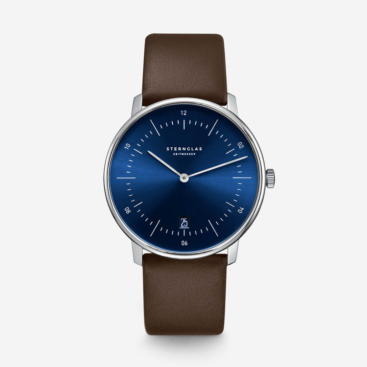 Sternglas | Premium 20 dark brown leather and silver watch band | S03-PR04