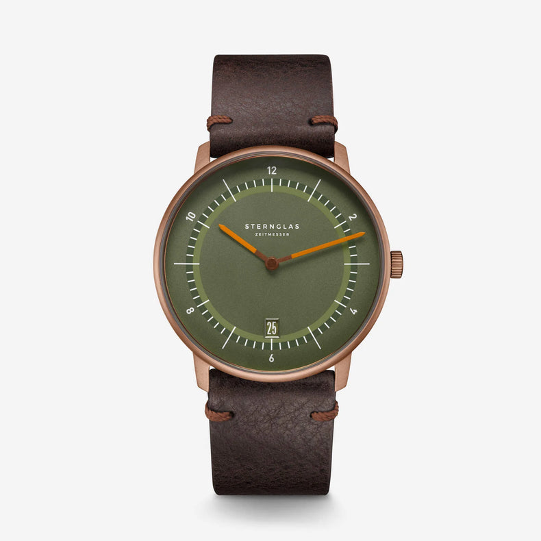 Sternglas | Naos Edition 1905 38mm green dial bronze leather band | S01-NAT35-VI17