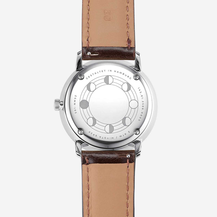 Sternglas | Naos Moonphase blue 38mm dial black leather band | S01-NM52-BR02