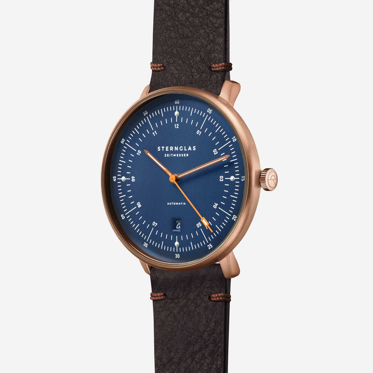 Sternglas | Hamburg Automatik bronze 42mm dial brown leather band | S02-HH27-VI17