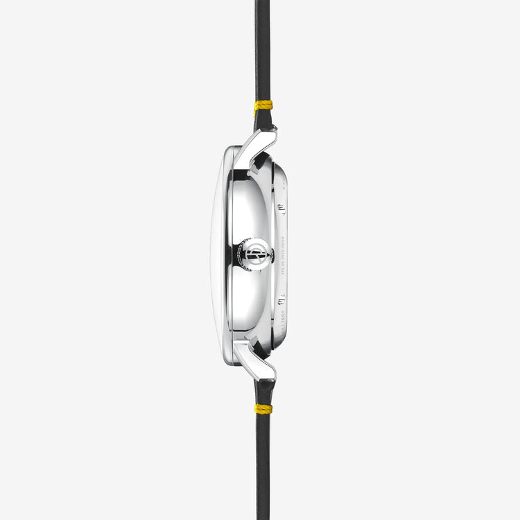 Sternglas | Naos Edition Bauhaus X Yellow Automatik 38mm dial black leather | S02-NAI23-VI22