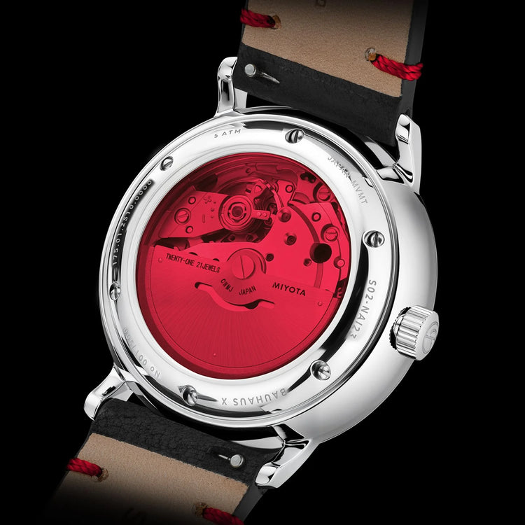 Sternglas | Naos Edition Bauhaus X Red Automatik 38mm dial black leather | S02-NAI24-VI29