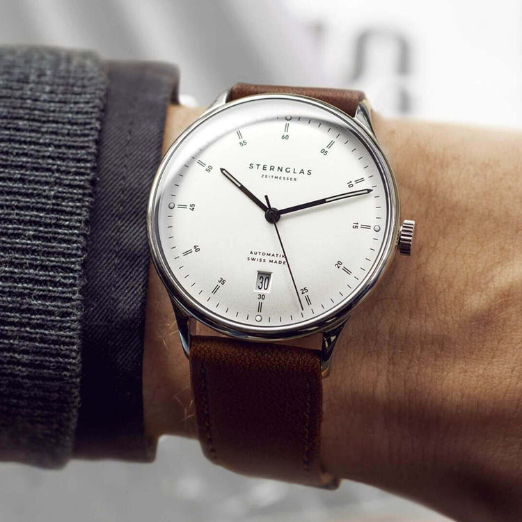 Sternglas | Modena 20 brown leather and silver watch band | S03-MO02