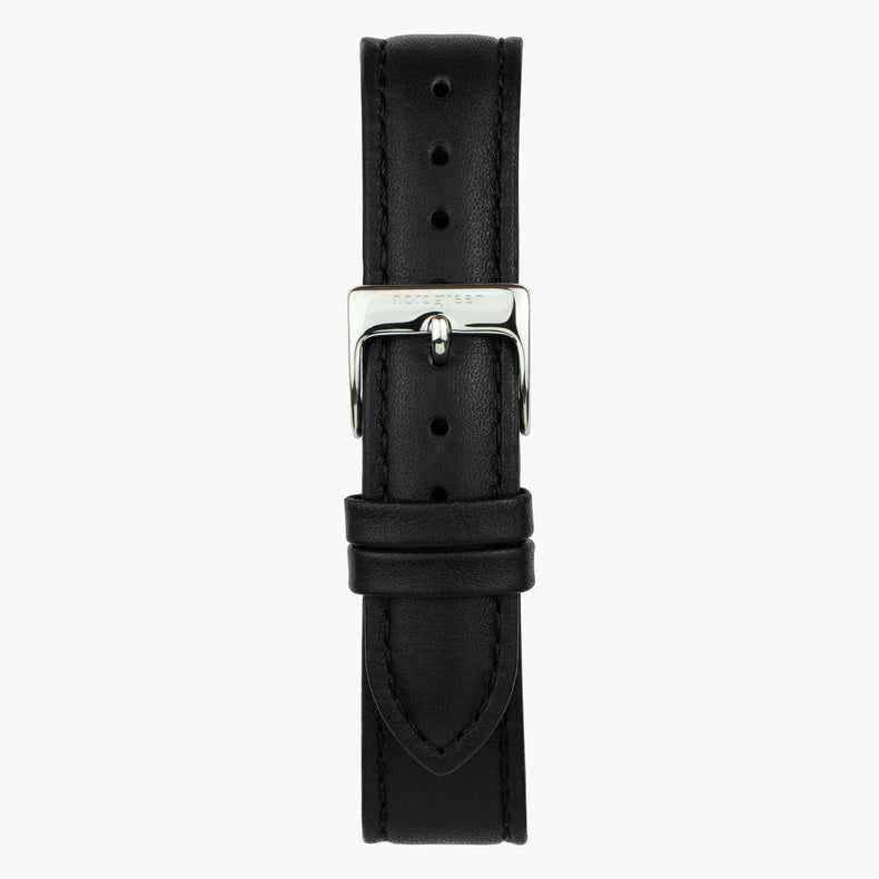 Nordgreen | Black leather silver 20mm strap (40mm dial) | ST20POSILEBL