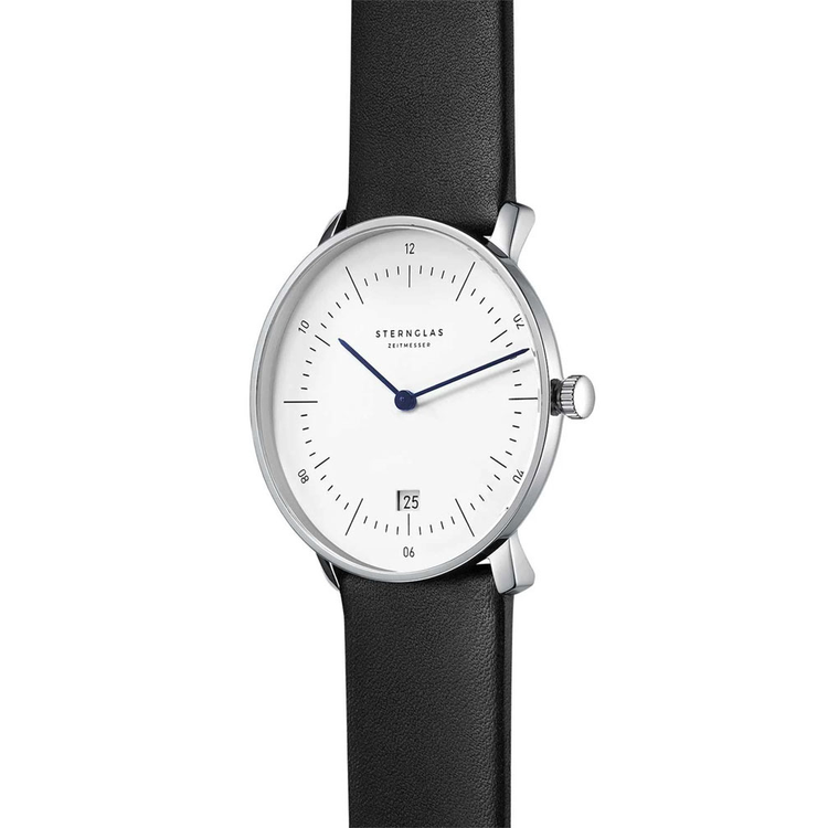 Sternglas | Naos white 38mm dial black leather band | S01-NA44-PR07