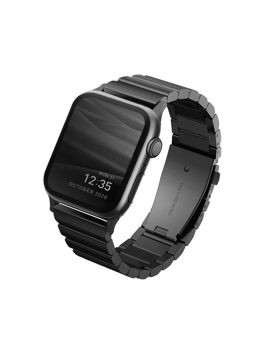 Uniq | Strova satain black stainless steel watch band - Apple Series ...
