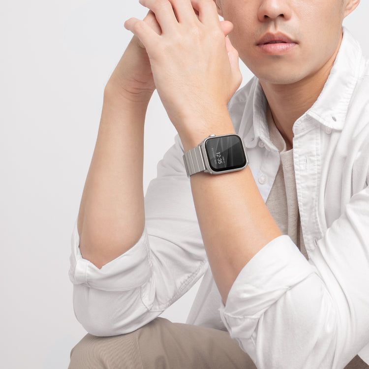 Uniq | Strova satin silver stainless steel watch band - Apple Series | STRVMSIL