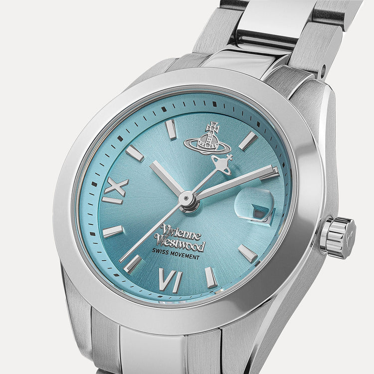 Vivienne Westwood | Fenchurch turquoise 28mm dial silver link | VV292TQSL