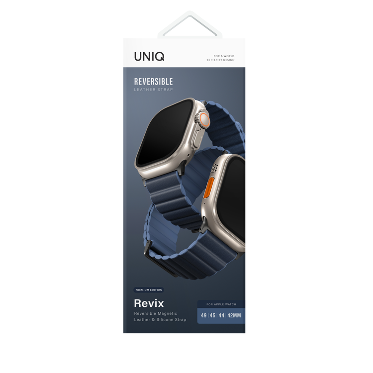 Uniq | Revix Premium edition reversible prussian and mist blue watch band - Apple Series | REVPPRUMBLU