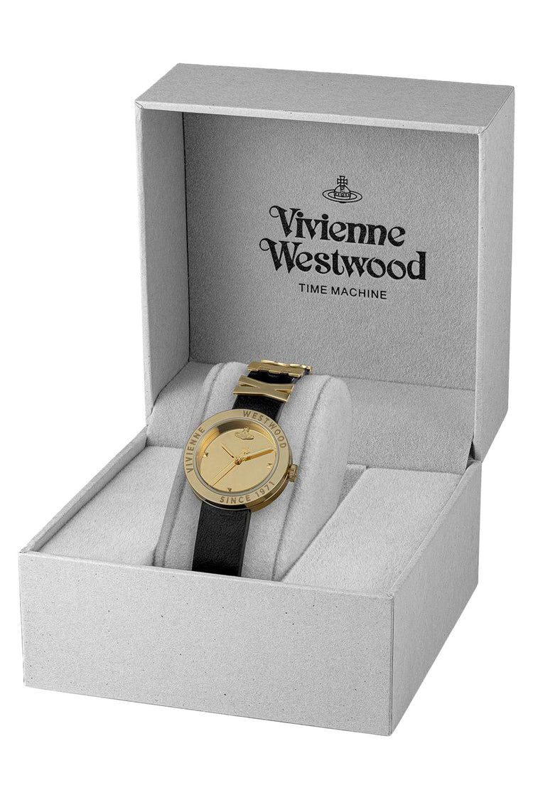 Vivienne Westwood | Rebel sex gold 30mm dial black leather | VV303BKGD