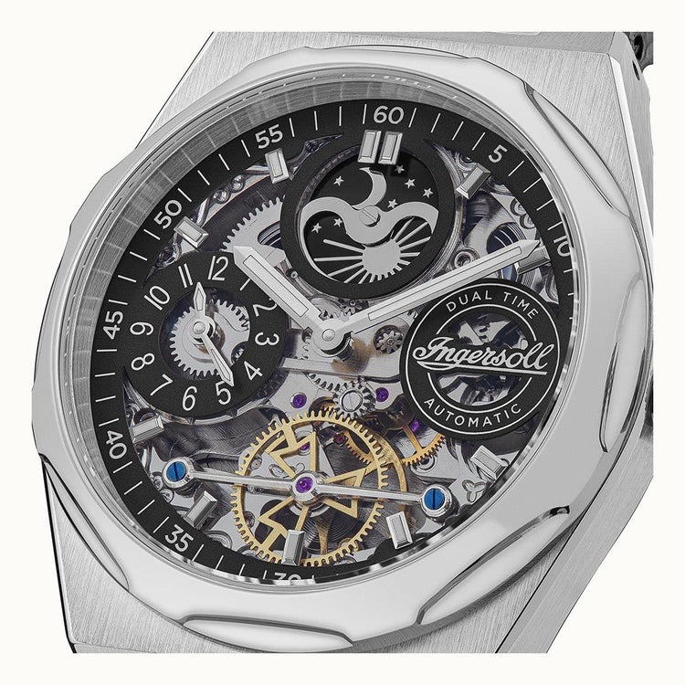 Ingersoll | Broadway Automatic silver 43mm dial black leather | I12903