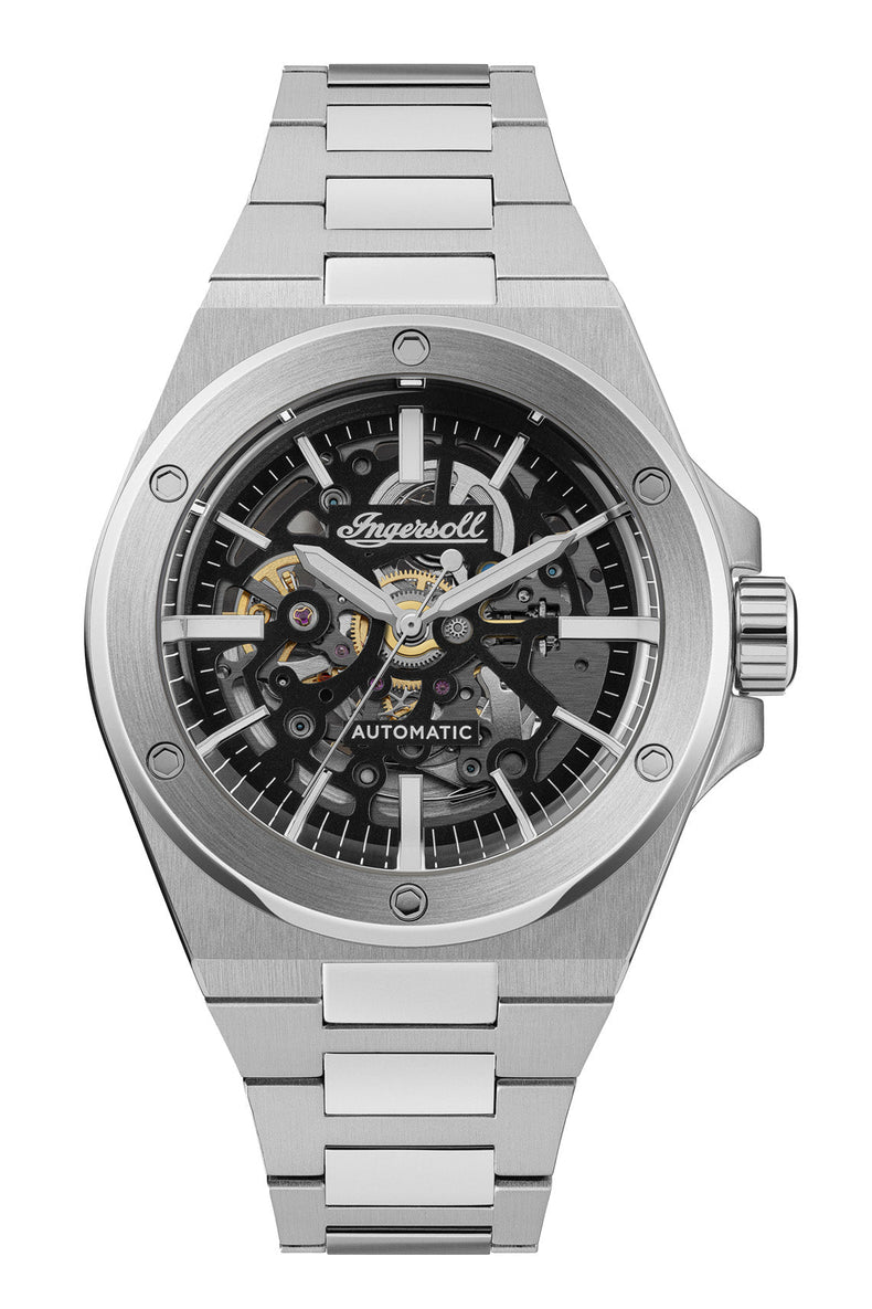 Ingersoll | Baller Automatic black 45mm skeleton dial silver | I15002