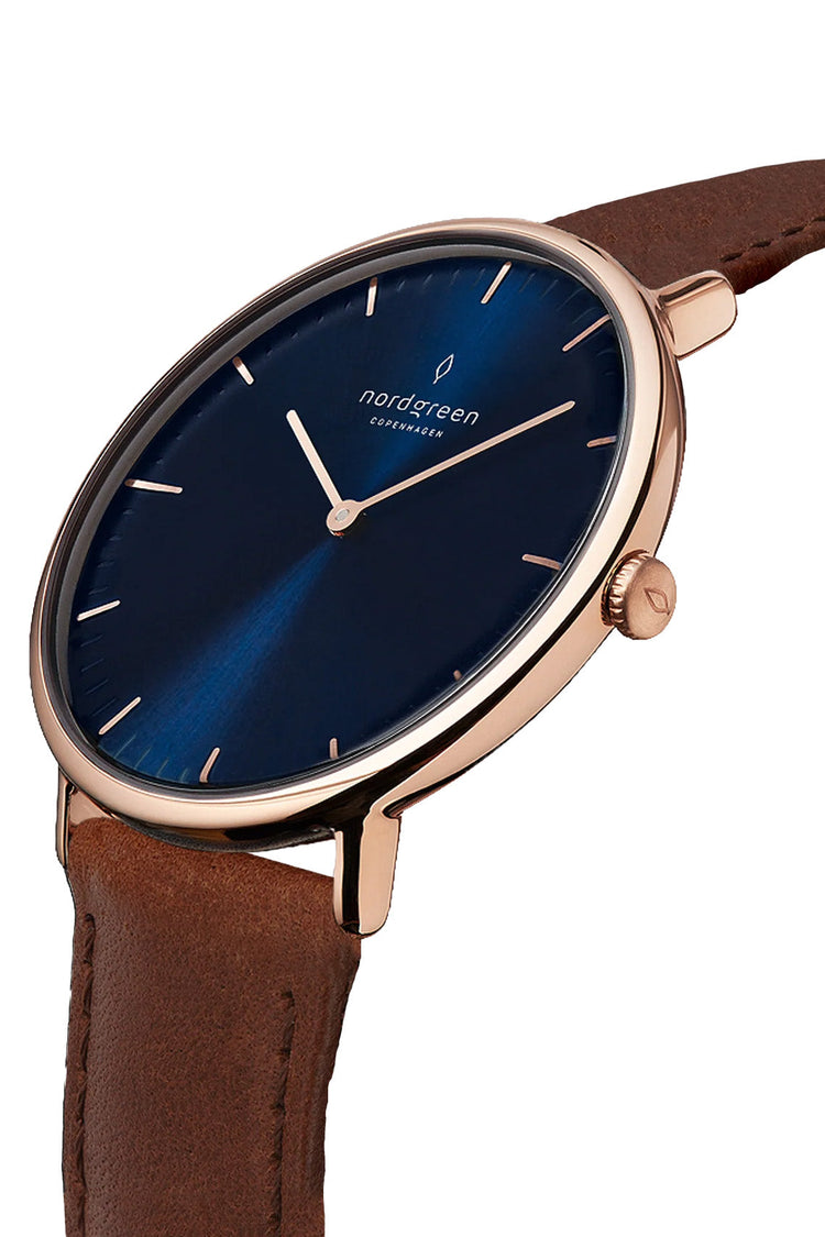 Nordgreen | Native rose gold 36mm dial brown leather | NR36RGLEBRNA