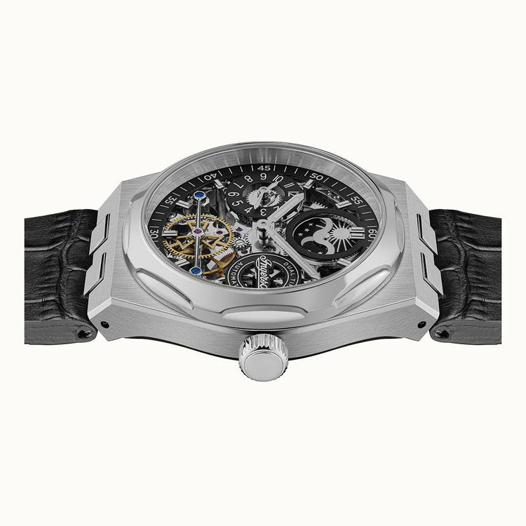 Ingersoll | Broadway Automatic silver 43mm dial black leather | I12903