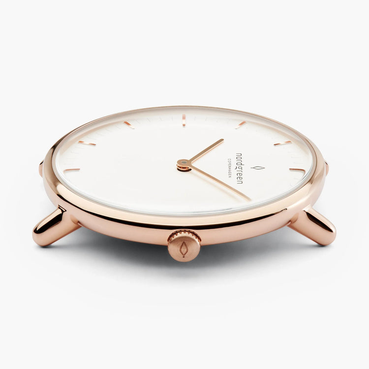 Nordgreen | Native Rose gold 32mm dial black leather | NR32RGLEBLXX
