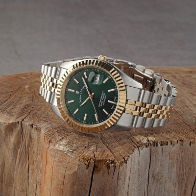Jacques Du Manoir | Inspiration Business green 40mm dial two tone bracelet | JWN01703