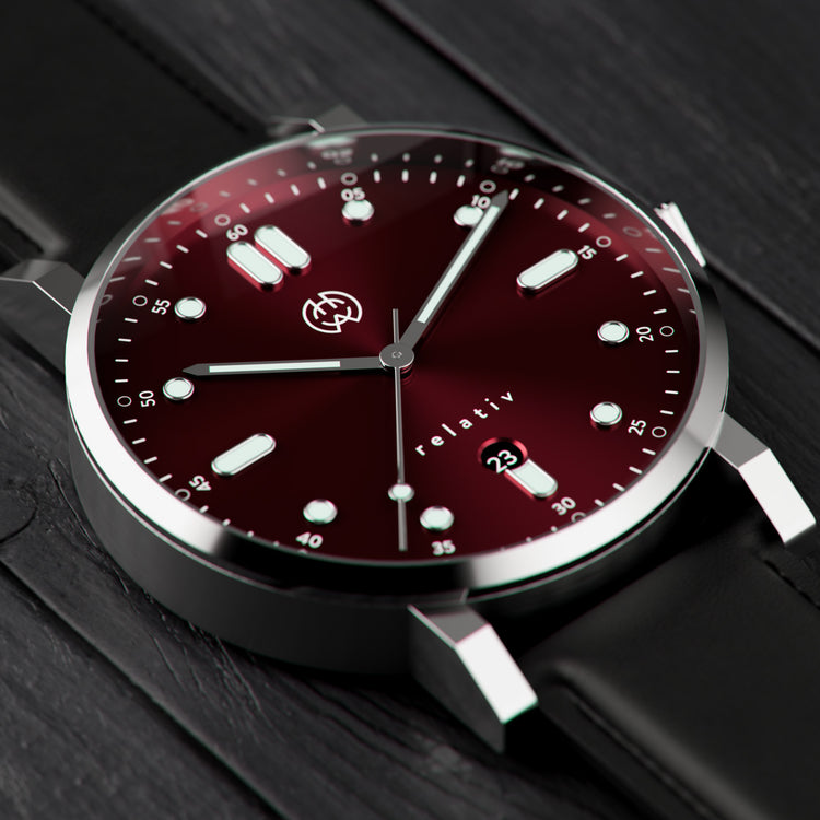 Henry Archer | Relativ - Karmin 40mm dial nero leather | HA-RE-KA-NE