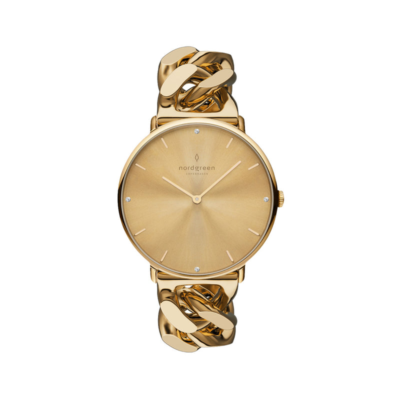 Nordgreen | Native gold chain gold crystal 28mm dial | NR28GOCHGOCS