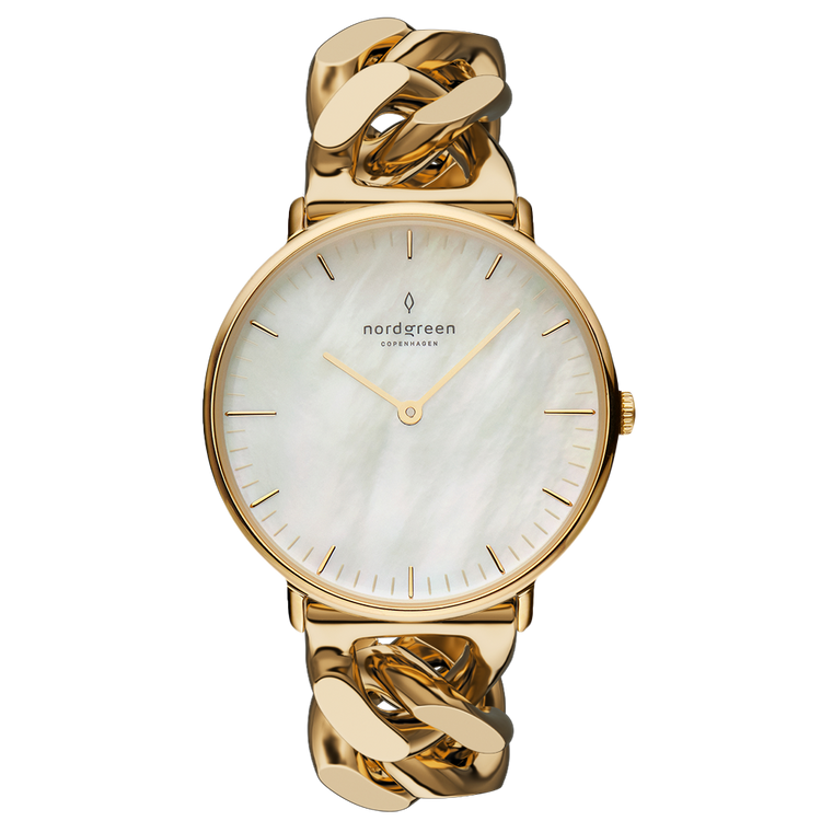 Nordgreen | Native rose gold mother of pearl 28mm dial chain | NR28RGCHROMP