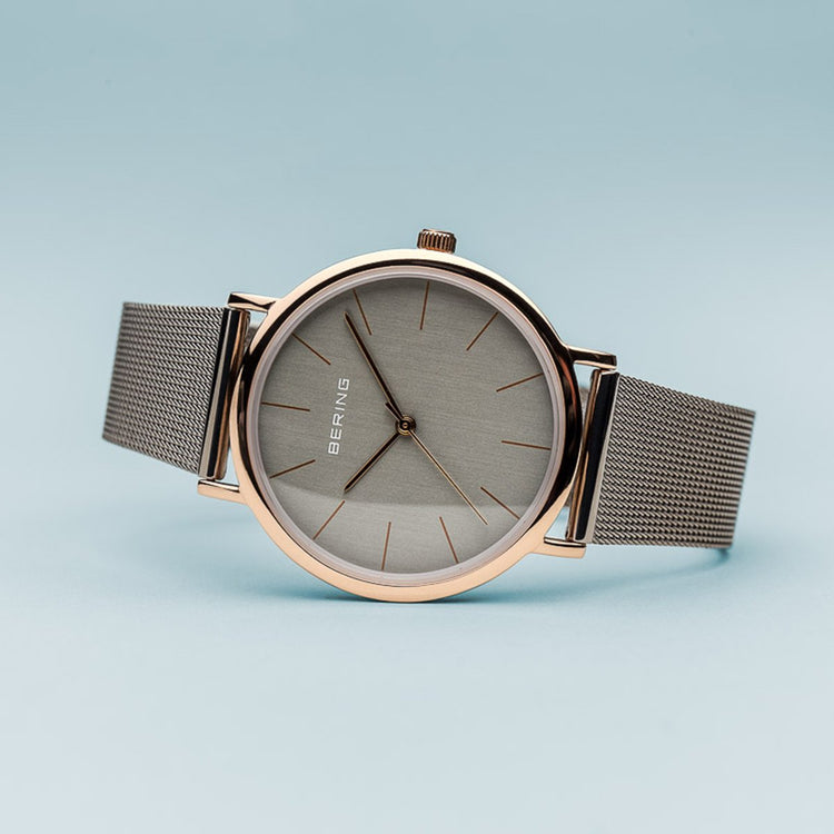 Bering | Classic polished rose gold 36mm dial grey mesh | 13436-369