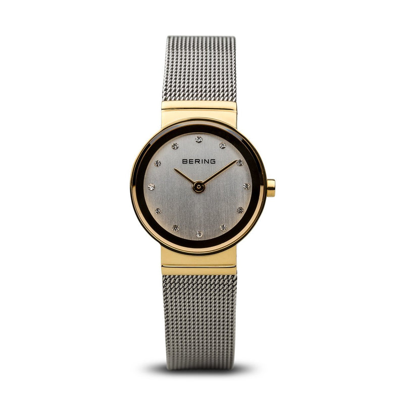 Bering | Classic polished gold silver 26mm dial silver mesh | 10126-001