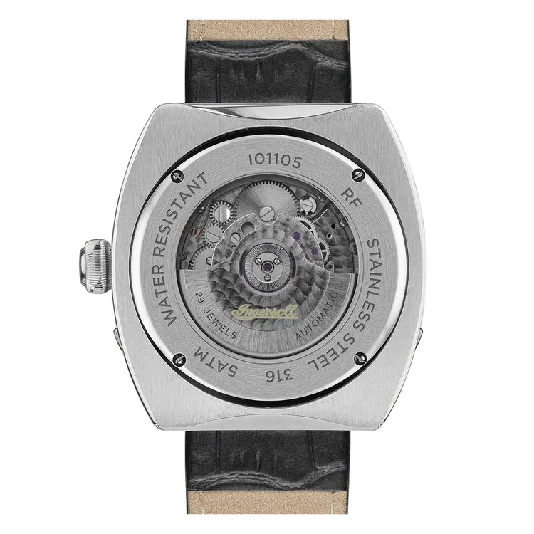 Ingersoll | Michigan silver 45mm dial black leather | I01105
