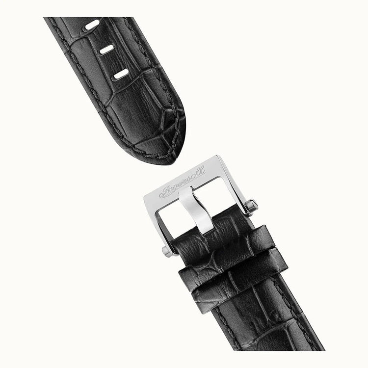 Ingersoll | Row silver 45mm silver dial black leather | I12401