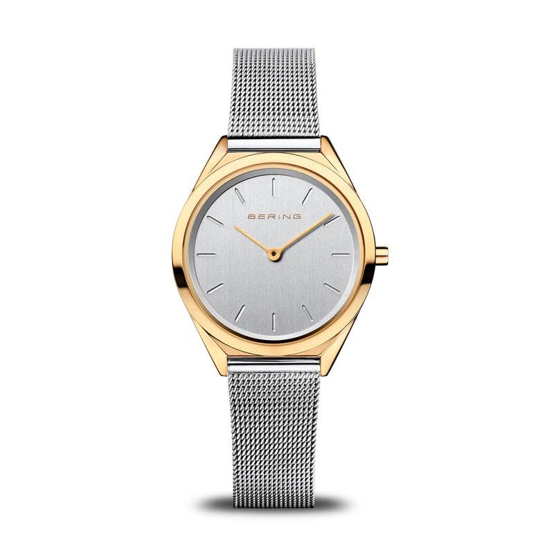Bering | Ultra slim silver and gold 31mm dial silver mesh | 17031-010