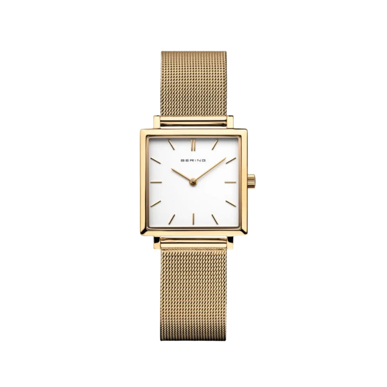 Bering | Classic Gold square white 26mm dial gold milanese | 18226-334