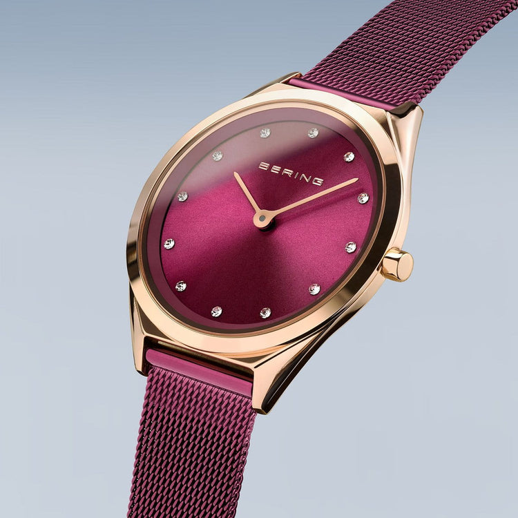 Bering | Ultra slim purple rose gold 31mm dial purple mesh | 17031-969