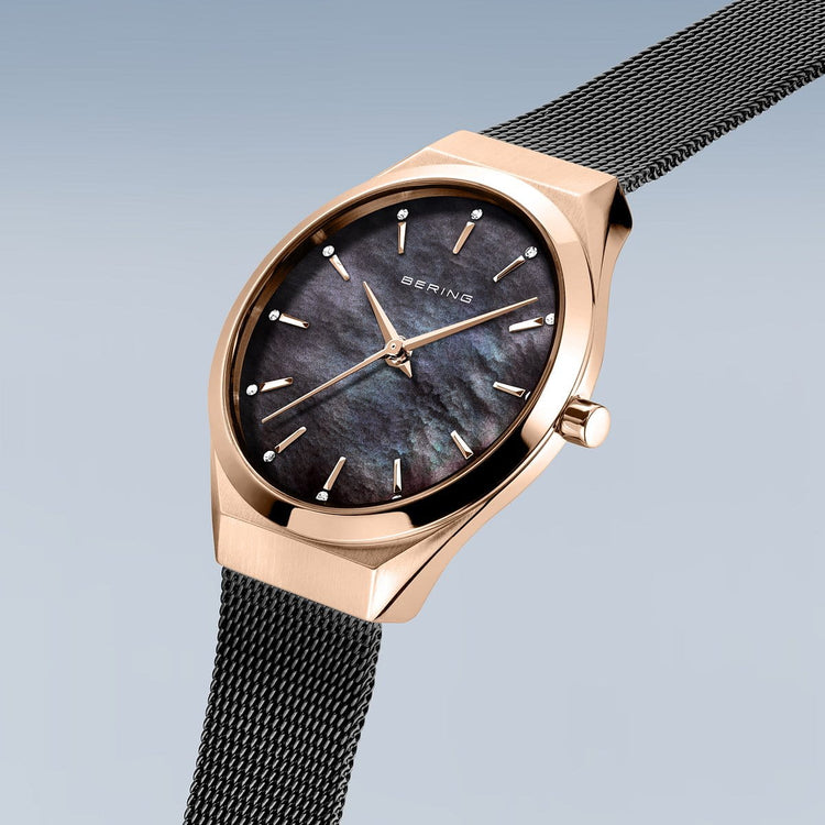Bering | Ultra slim mother of pearl 29mm dial black mesh | 18729-166