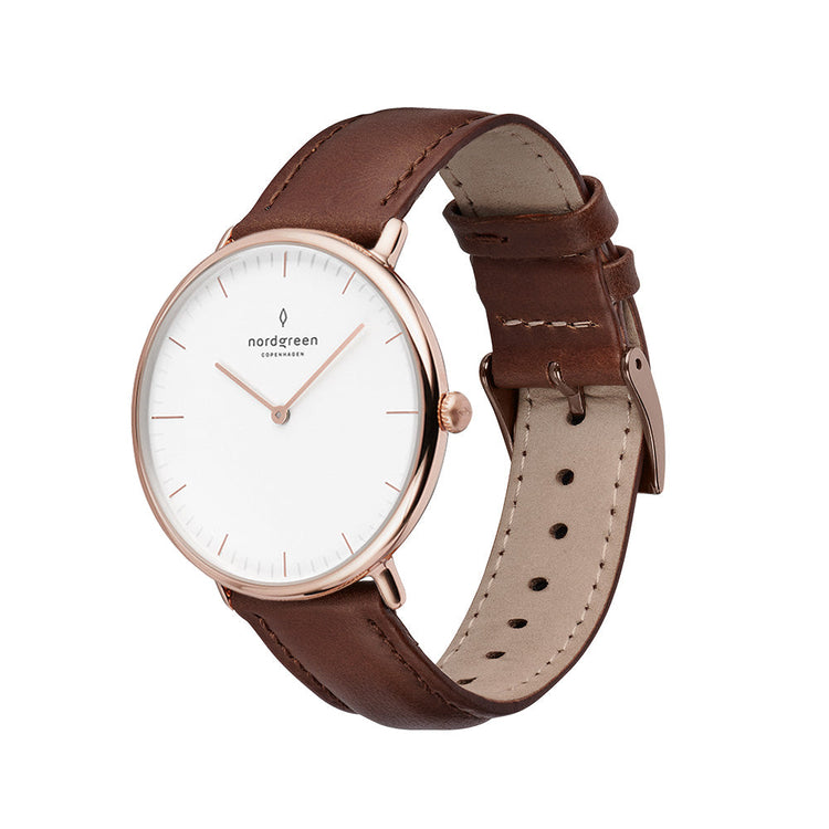 Nordgreen | Native brown leather Rose Gold 36mm dial | NR36RGLEBRXX