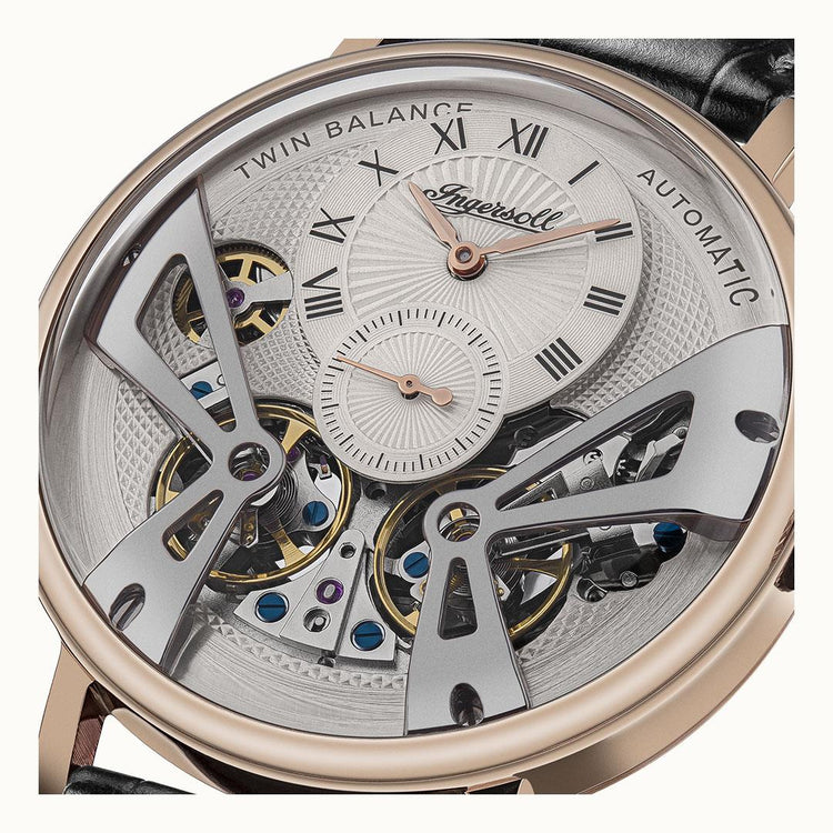 Ingersoll | Tennessee dual rotor 45.5mm light grey dial and black leather| I13101