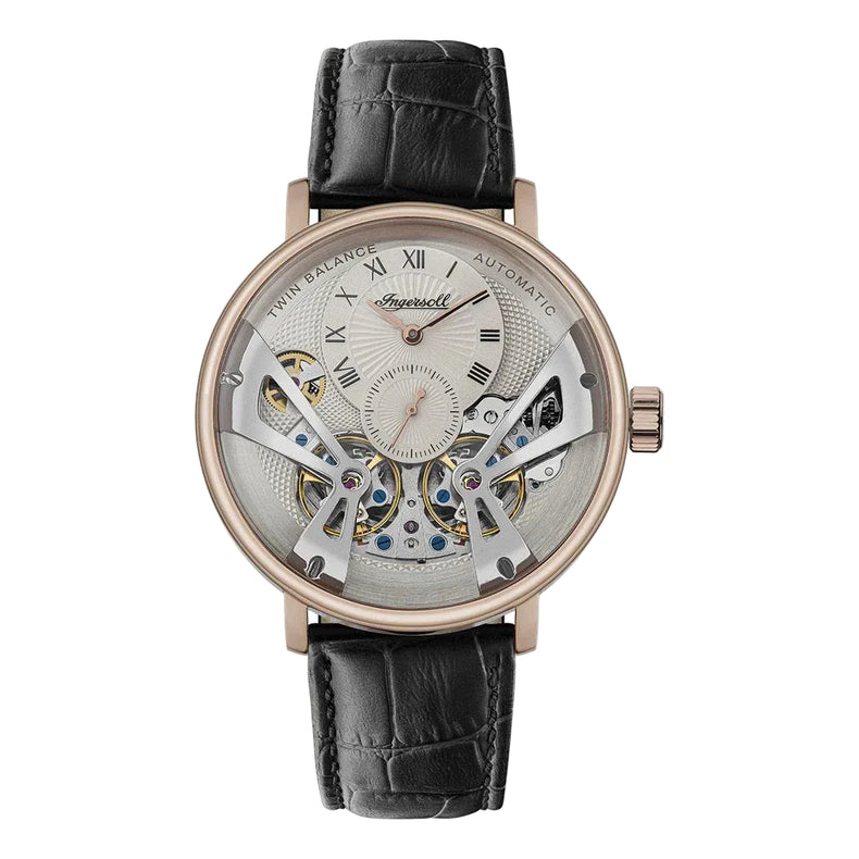 Ingersoll | Tennessee dual rotor 45.5mm light grey dial and black leather| I13101