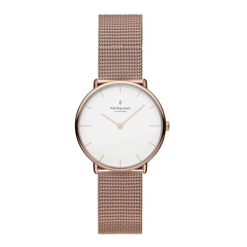 Nordgreen | Native Rose gold 28mm white dial | NR28RGMEROXX