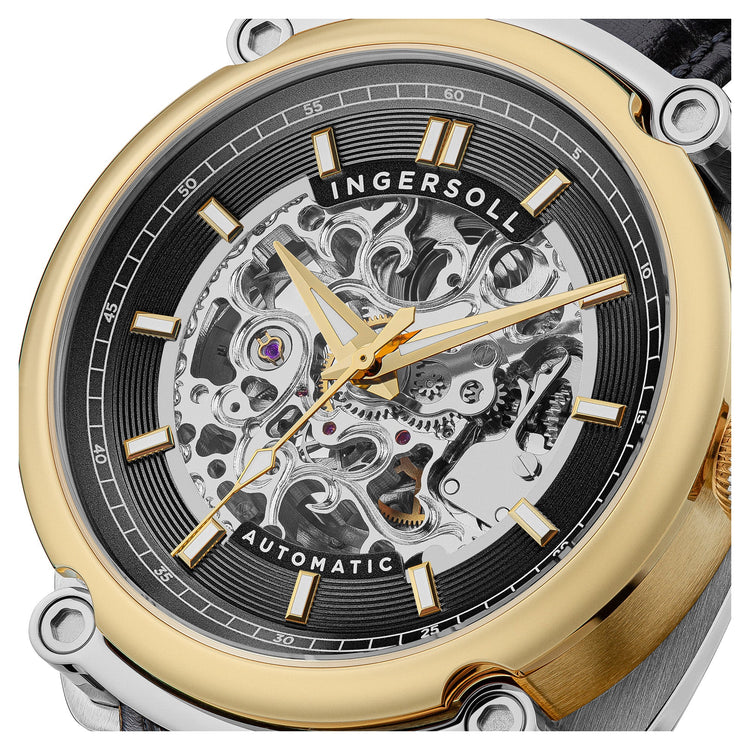 Ingersoll | Michigan black and gold leather 45mm dial | I13301