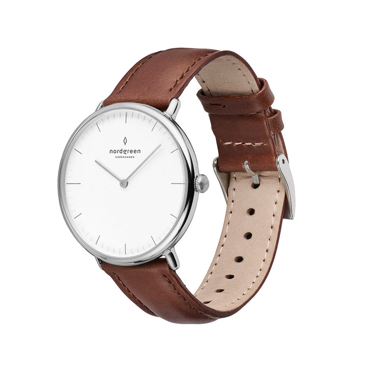 Nordgreen | Native brown leather 40mm white dial | NR40SILEBRXX