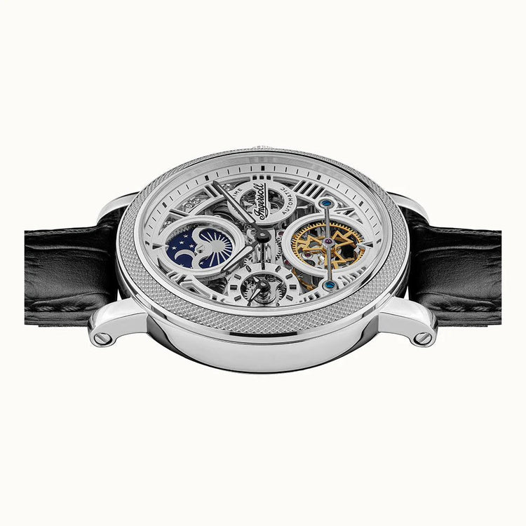Ingersoll | Row silver 45mm silver dial black leather | I12401