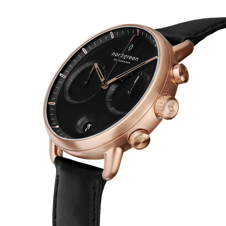 Nordgreen | Pioneer Rose Gold Black 42mm Dial | PI42RGLEBLBL