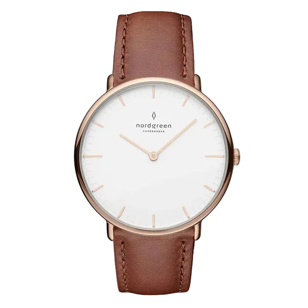 Nordgreen | Native brown leather Rose Gold 36mm dial | NR36RGLEBRXX