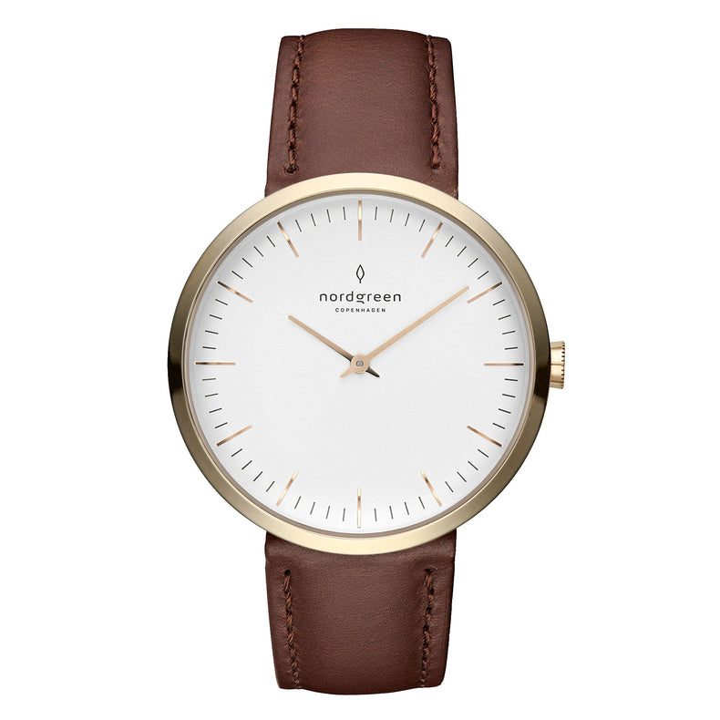 Nordgreen | Infinity gold 32mm white dial brown leather | IN32RGLEBRXX