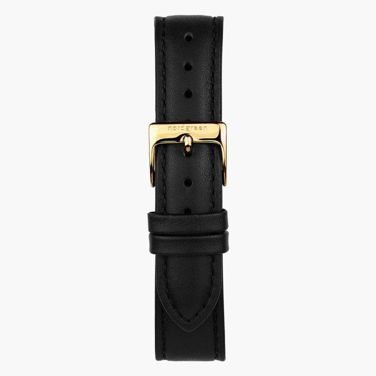 Nordgreen | Infinity gold 32mm white dial black leather | IN32GOLEBLXX