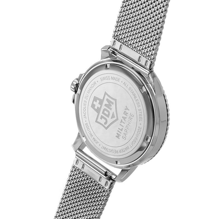 JDM Military | Tango blue silver 44mm dial silver mesh | JDM-WG008-04