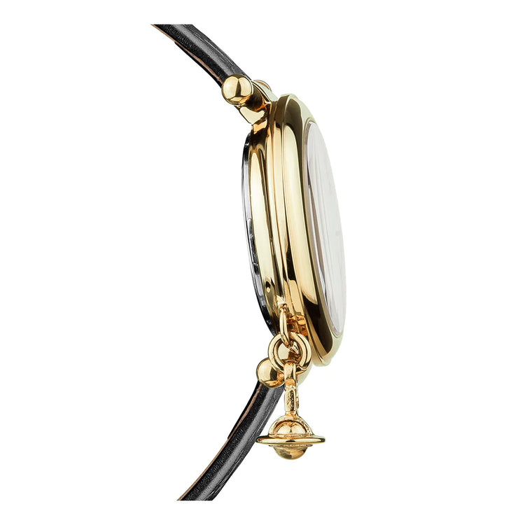 Vivienne Westwood | Orb II gold black leather 32mm dial | VV006BKGD