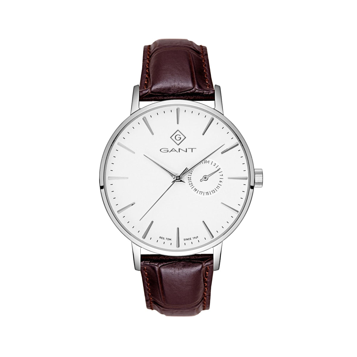 Gant Park Hill III white 44mm dial brown leather G105001 The Watch Hub Australia