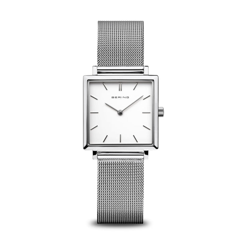 Bering | Classic Silver square white 26mm dial silver milanese | 18226-004