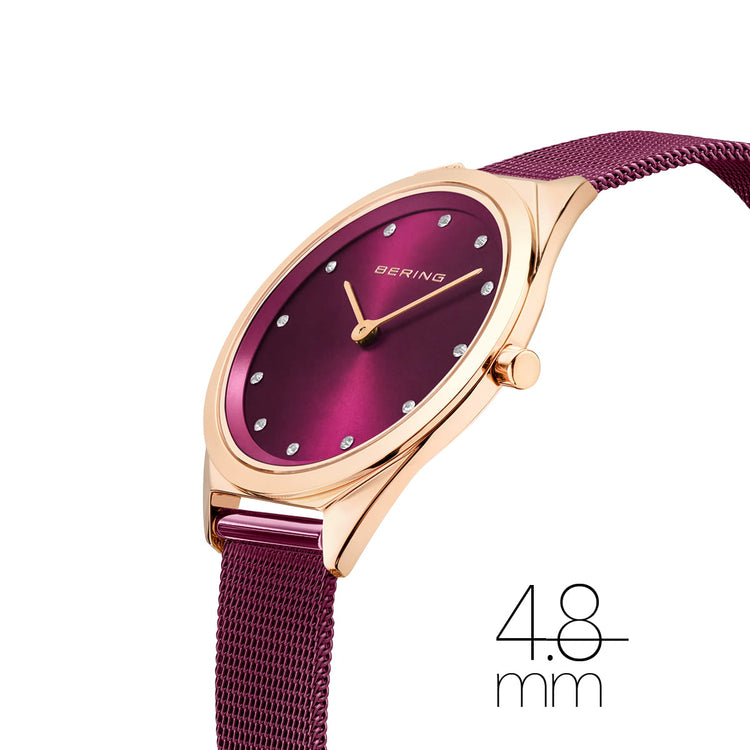 Bering | Ultra slim purple rose gold 31mm dial purple mesh | 17031-969