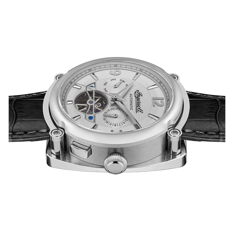 Ingersoll | Michigan silver 45mm dial black leather | I01105