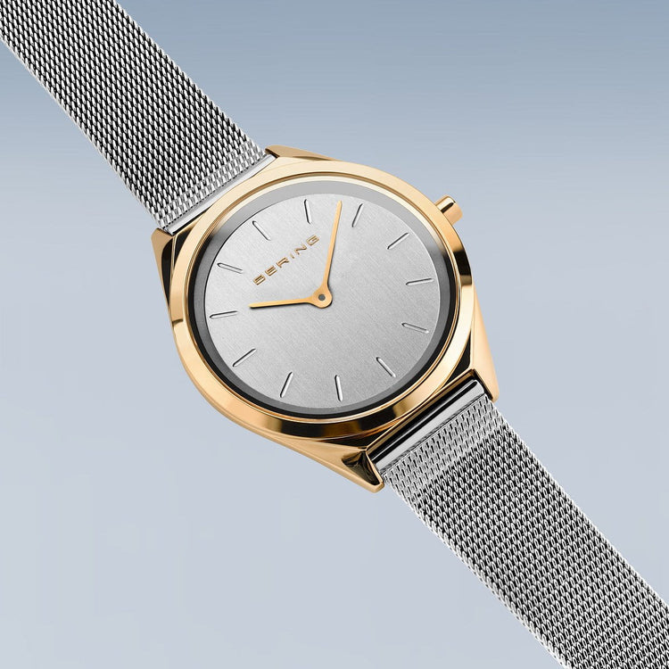 Bering | Ultra slim silver and gold 31mm dial silver mesh | 17031-010